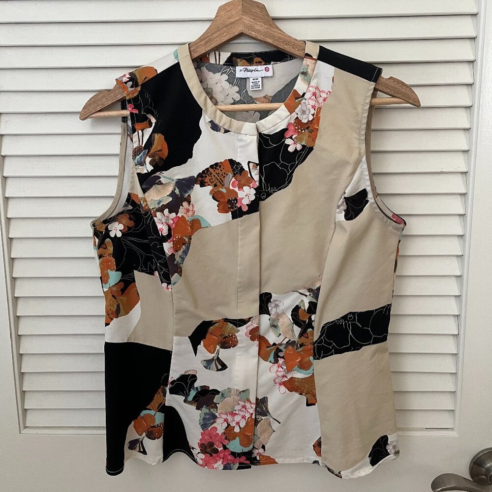 3.1 Phillip Lim Floral Sleeveless Peplum Top Size M
